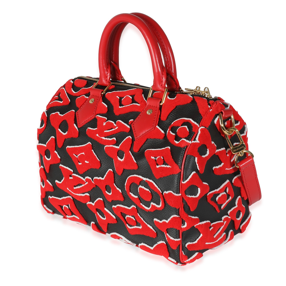 Louis Vuitton x UF Black Red Tufted Monogram Speedy Bandouliere 25 - Picture 4 of 8